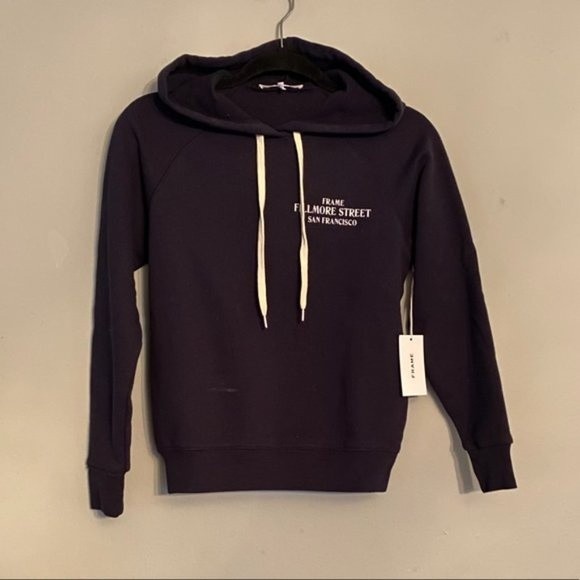Frame San Francisco Fillmore Hoodie Sweatshirt in Navy Blue size X-Small - Picture 3 of 7